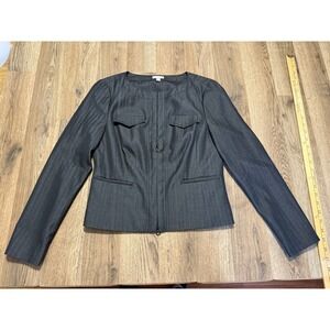 Semantiks Petite Grey Zip Front Jacket Womens Size 4P Charcoal Luster Blouson